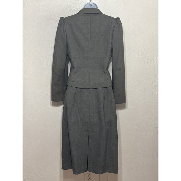 VTG Jean Nicole Corpcore Midi Skirt Set 5/6 Grey Preppy Classic Preppy RL Vibes - Picture 2 of 16